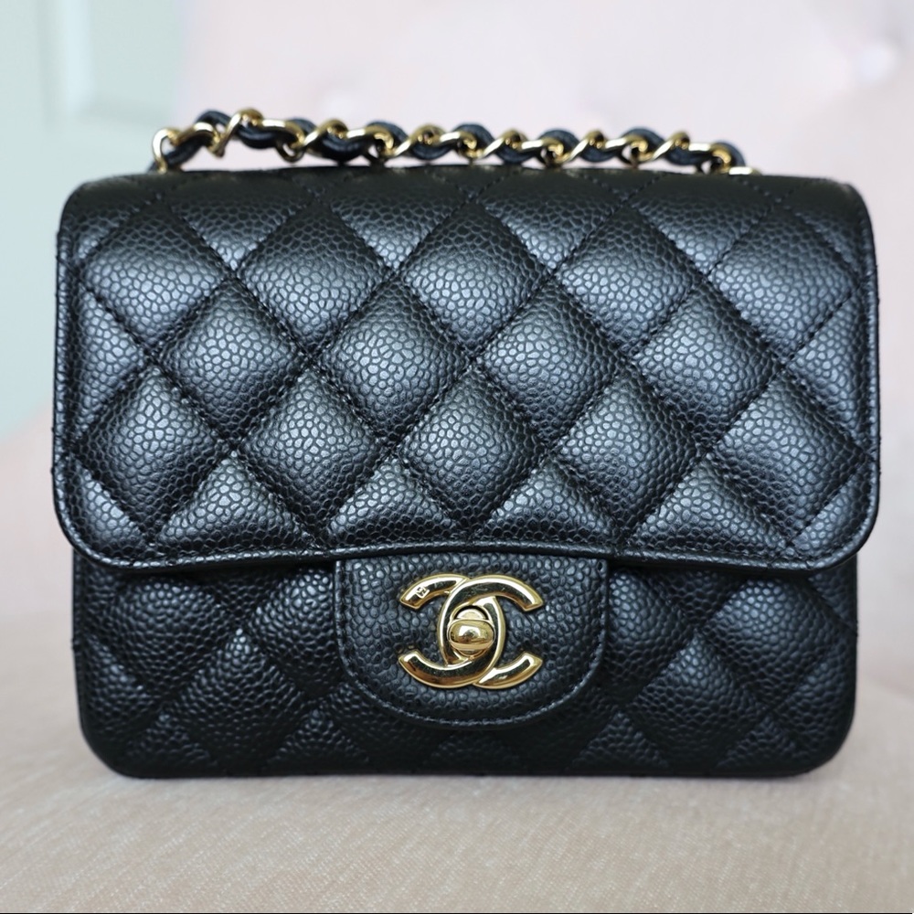 RARE | CHANEL Mini Square Flap Black Caviar GHW